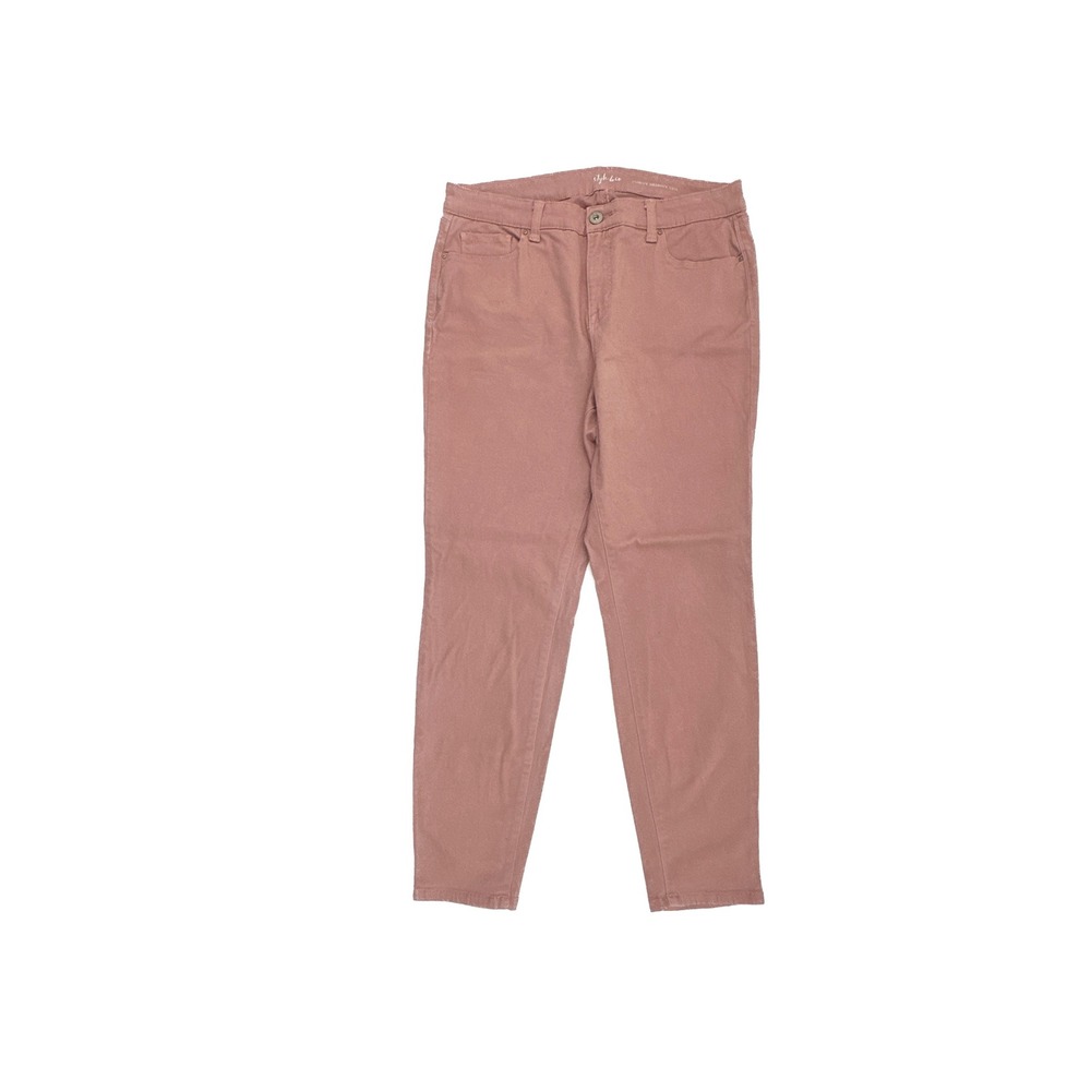 Style & Co Pants Womens 12 Mauve Curvy Skinny Leg Mid Rise Stretch Casual 21805